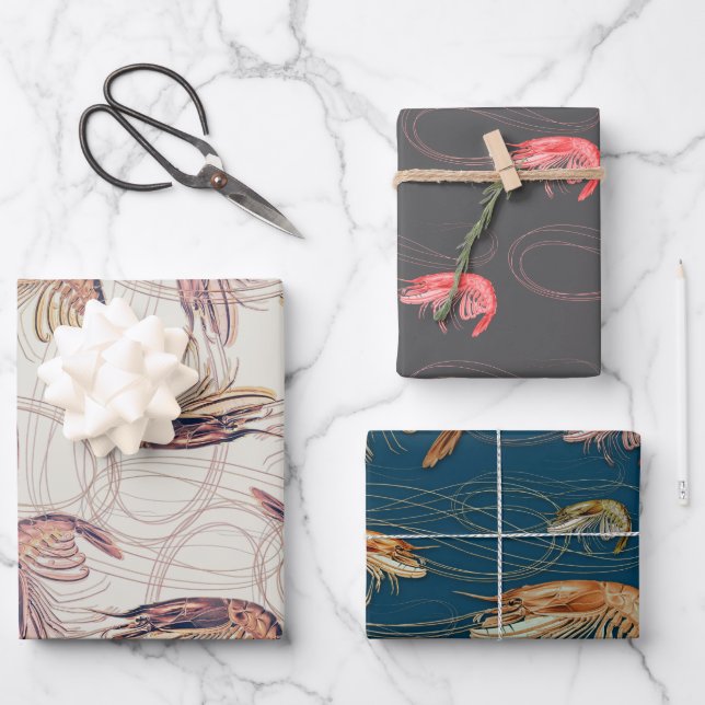 Shrimp Prawns Pattern Geschenkpapier Set (Vorderseite)