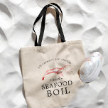 Shrimp/Seafood Boil | Seafood Themed Party Tragetasche<br><div class="desc">Personalized pink shrimp themed tote bag gift favors for your next Shrimp Boil or seafood event. It feys a watercolor styled illustration of a pink shrimp. Surrounding this are spots for your unique event information.</div>