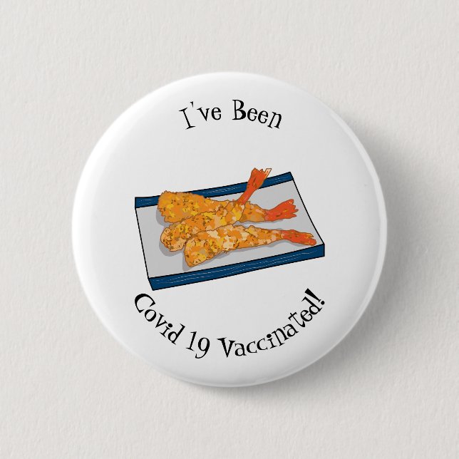 Shrimp tempura Cartoon Illustration Button (Vorderseite)