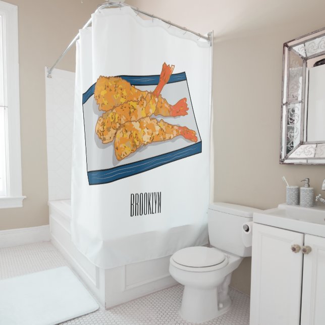 Shrimp tempura Cartoon Illustration Duschvorhang (Beispiel)