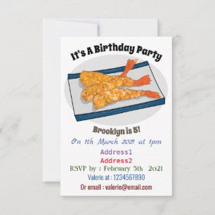 Shrimp tempura Cartoon Illustration Einladung