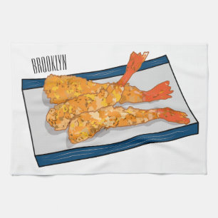 Shrimp tempura Cartoon Illustration Geschirrtuch