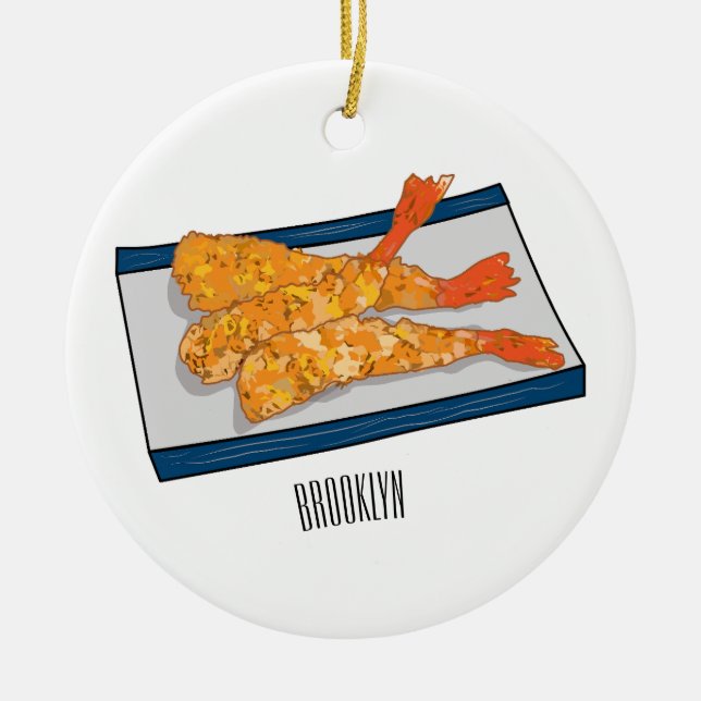 Shrimp tempura Cartoon Illustration Keramik Ornament (Vorne)