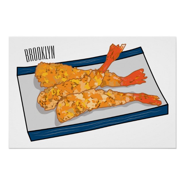 Shrimp tempura Cartoon Illustration Poster (Vorderseite)