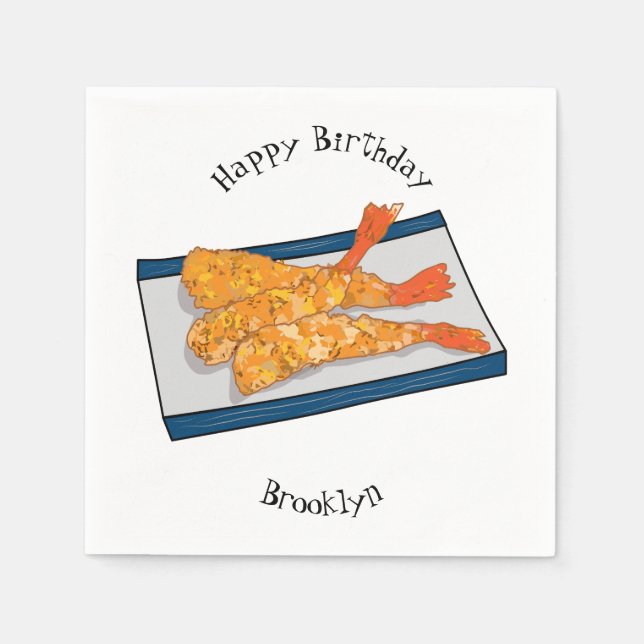 Shrimp tempura Cartoon Illustration Serviette (Vorderseite)
