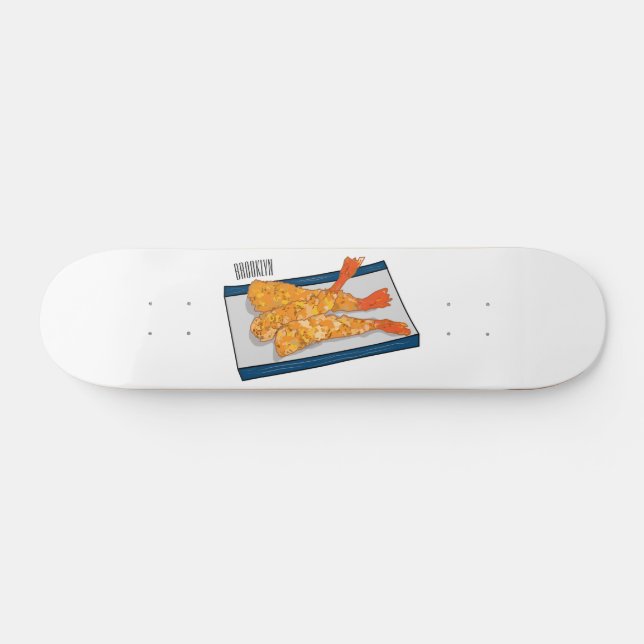 Shrimp tempura Cartoon Illustration Skateboard (Horizontal)