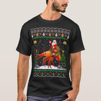 Shrimp Ugly Xmas Geschenk Santa Riding Shrimp Chri T-Shirt
