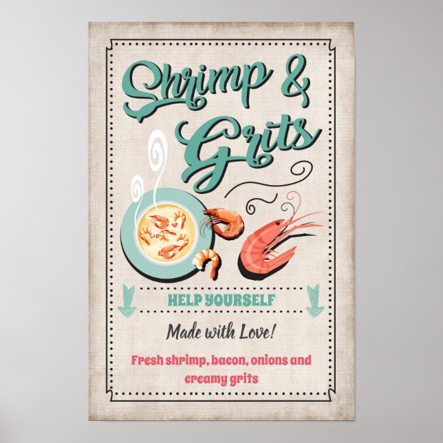 Shrimp und Grits Party Sign Poster (Vorne)
