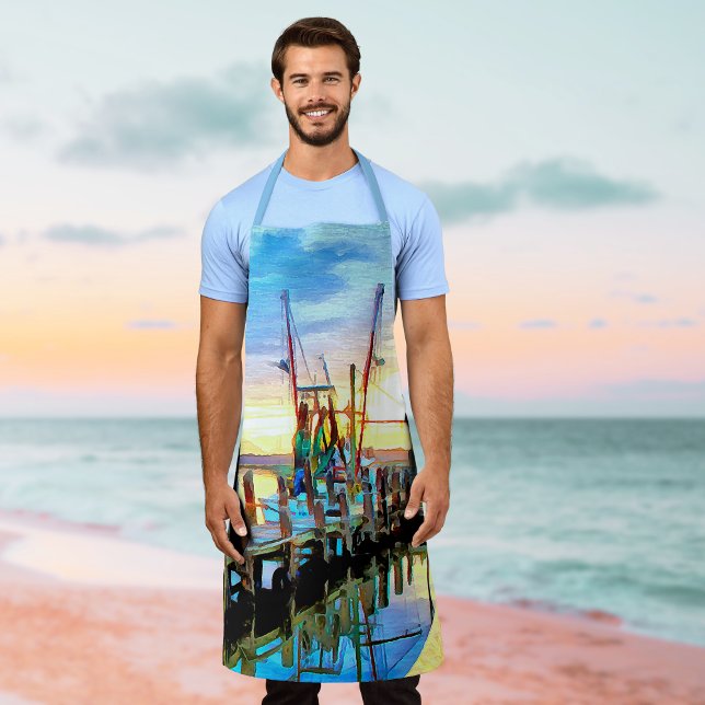 Shrimpenboot bei Sunset Painterly Schürze (Von Creator hochgeladen)