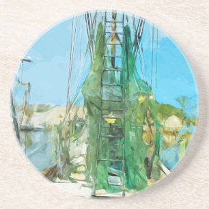 Shrimpenboot Dockierte Abstrakten Impressionismus Untersetzer