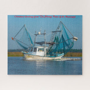 Shrimpenboot Mississippi. Weihnachtsgrüße Puzzle