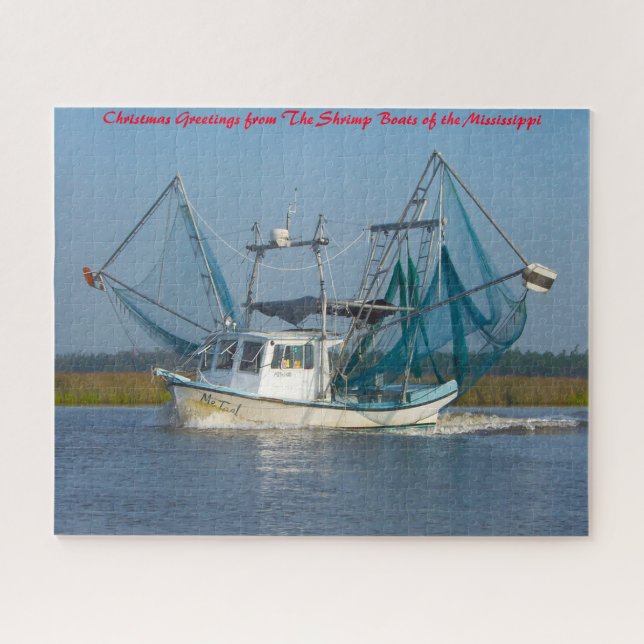 Shrimpenboot Mississippi. Weihnachtsgrüße Puzzle (Horizontal)