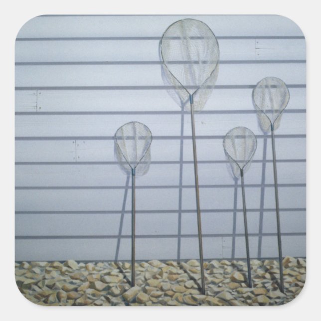 Shrimpingnetze Quadratischer Aufkleber (Vorderseite)