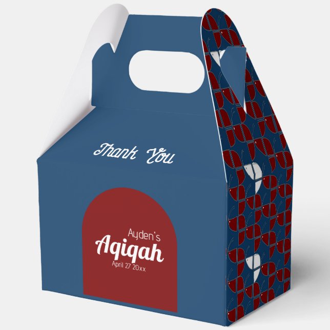 SHRIMPLY Blue Red Pattern, Aqiqah Baby Dusche Geschenkschachtel (Vorderseite)