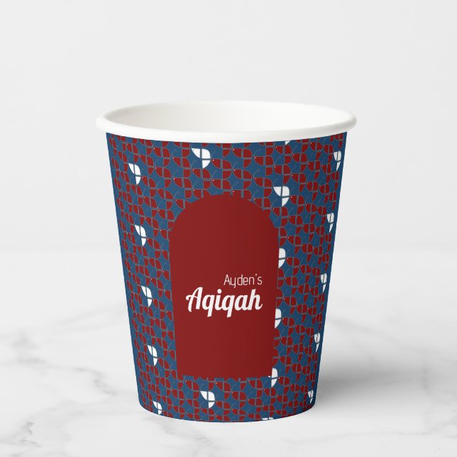 SHRIMPLY Red Blue Aqiqah Baby Dusche Pappbecher (Vorderseite)
