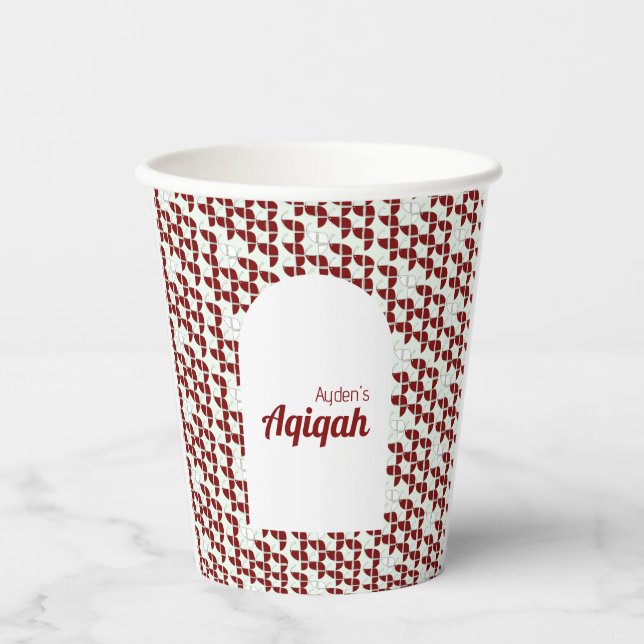 SHRIMPLY Red White Aqiqah Baby Dusche Pappbecher (Vorderseite)