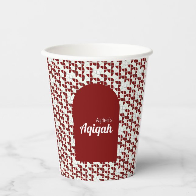 SHRIMPLY White Red Aqiqah Baby Dusche Pappbecher (Vorderseite)