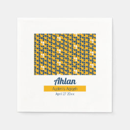 SHRIMPLY Yellow Blue Pattern, Aqiqah Baby Dusche Serviette
