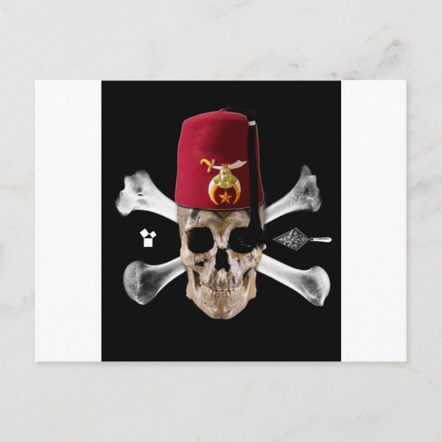 Shriner Masonic Skull and Bones with Fez Postkarte (Vorderseite)
