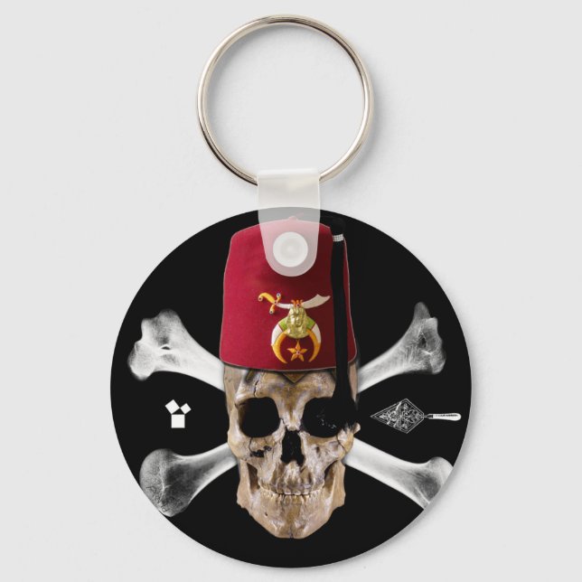 Shriner Masonic Skull and Bones with Fez Schlüsselanhänger (Vorderseite)