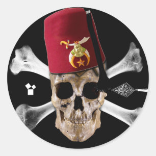 Shriner Masonic Skull tippte Fez. Runder Aufkleber