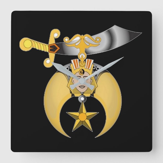 Shriners Quadratische Wanduhr (Vorderseite)