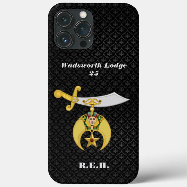 Shriners-Symbol mit Schwarz-Muster Mit Monogramm Case-Mate iPhone Hülle (Rückseite)