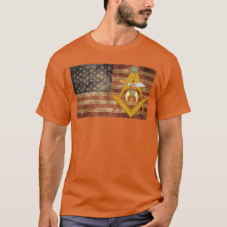 Shriners USA Flag Emblem Compass Square Mason Fath T-Shirt