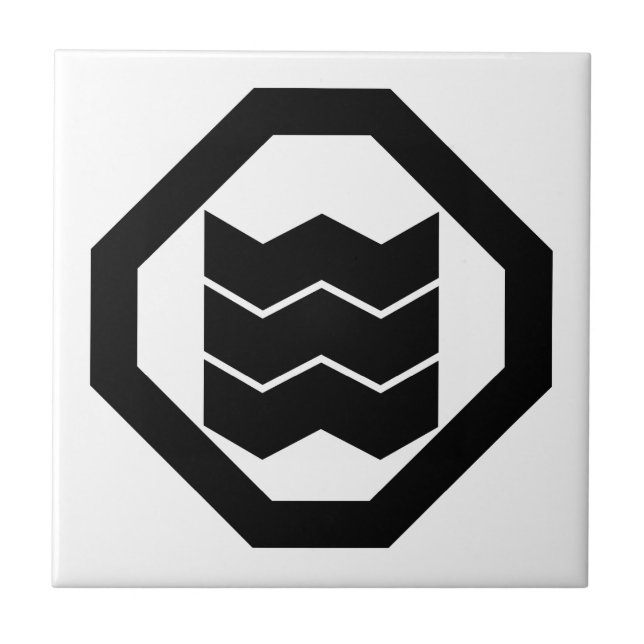 Shrinkage-förmiges Kanji für drei in Oshiki Fliese (Vorderseite)