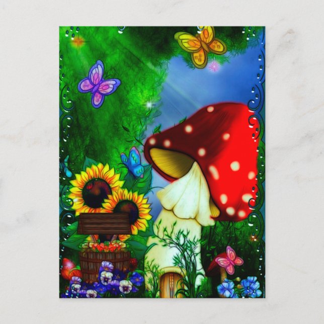Shroom Gully Whimsical Fantasy Art Postkarte (Vorderseite)