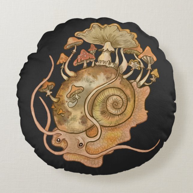 Shroom Snail Spirit Animal Round Kissen (Vorderseite)