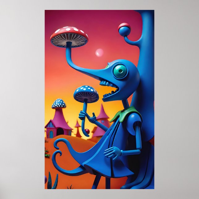 Shroomin' 'n' Bloom'n'n - Ken Gage Surreal Art Poster (Vorne)