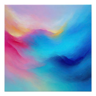 "Shroudglen" Pink und Blue Landscape Seascape. Poster