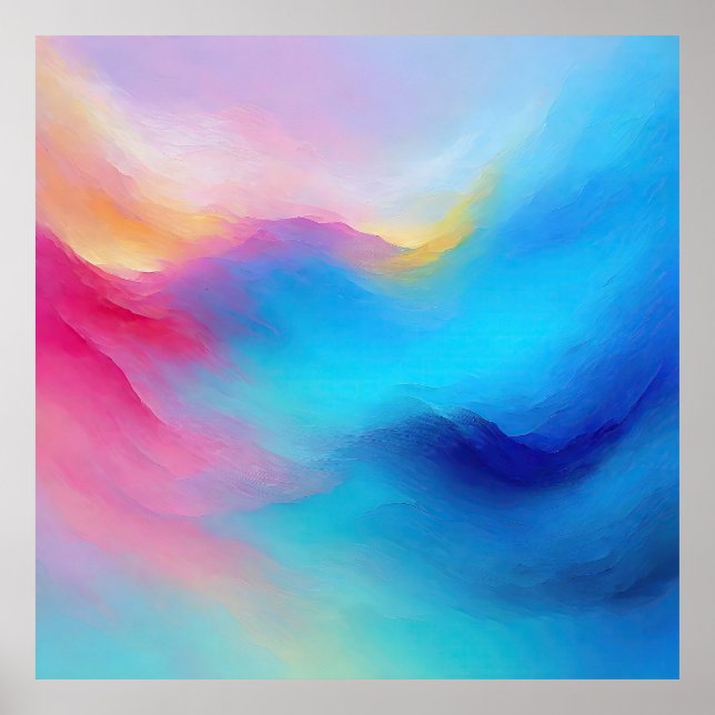 "Shroudglen" Pink und Blue Landscape Seascape. Poster (Vorne)