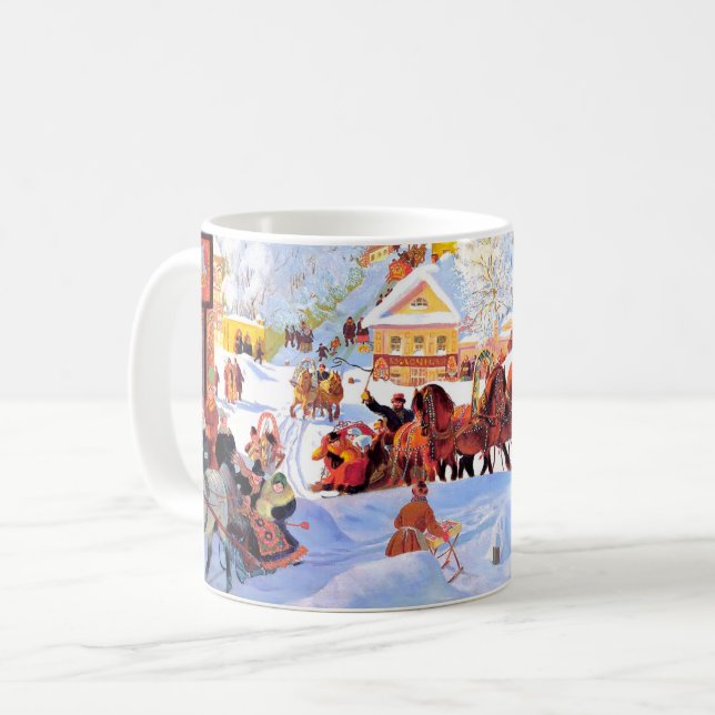 "Shrove-Tide". Russian Art Christmas Gift Kaffeetasse (Vorderseite Links)