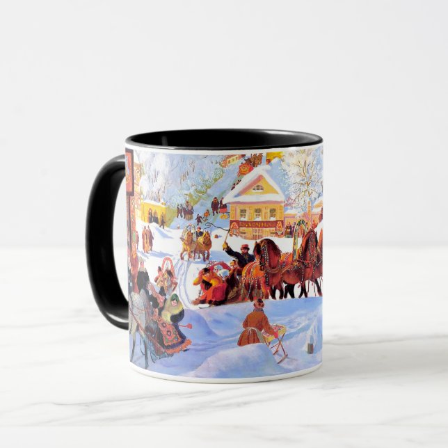 "Shrove-Tide". Russian Art Christmas Gift Tasse (Vorderseite Links)