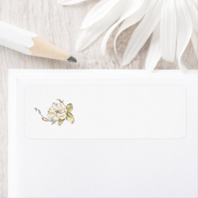 Shrub-Rose (blau) auf einem Rücksendeadresse-Label (Insitu)