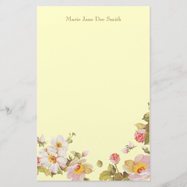 Shrub Rose Personalisiert Stationery Briefpapier (Vorderseite)