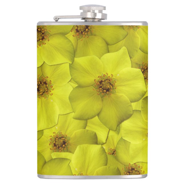 Shrubby Cinquefoil Nahtloses Muster Flachmann (Vorderseite)