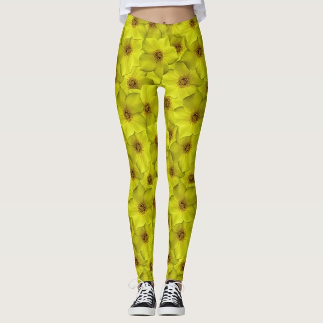 Shrubby Cinquefoil Nahtloses Muster Leggings (Vorderseite)