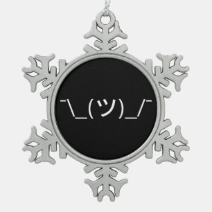 Shrug Emoticon Ø\_(ツ_/ Ø Japanisch Kaomoji Schneeflocken Zinn-Ornament