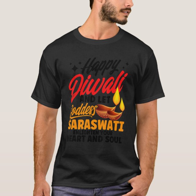 Shubh Deepalawi Happy Diwali Goddess Saraswati Diw T-Shirt (Vorderseite)