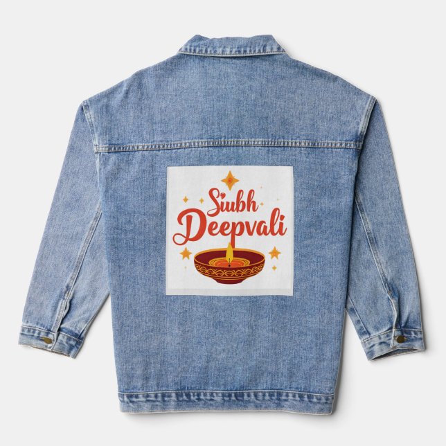 ✨ Shubh Deepavali | Traditional Diwali Rangoli | Jeansjacke (Rückseite)