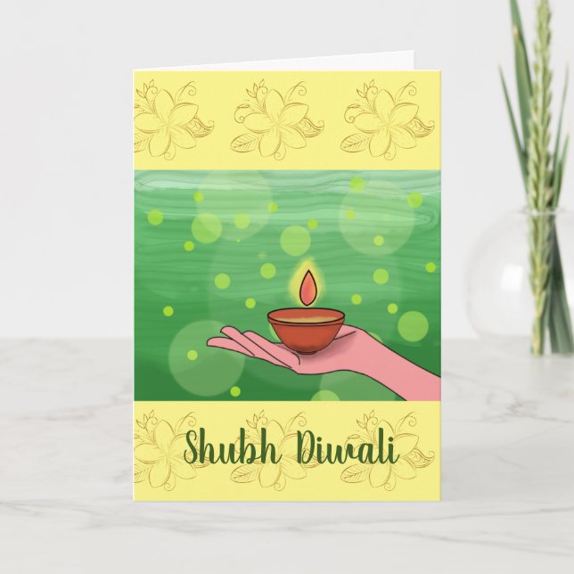 Shubh Diwali Faltkarte für den Gruß/die Urlaubskar Karte (Vorderseite)