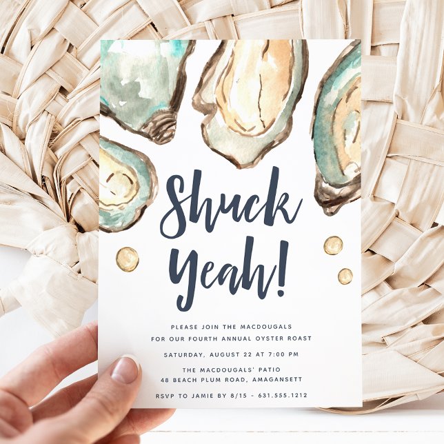 Shuck Yeah | Party Wasserfarben Pearl Oyster Einladung (Von Creator hochgeladen)