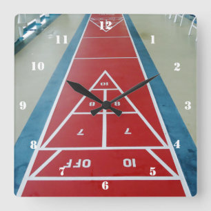 Shuffleboard an Bord Quadratische Wanduhr
