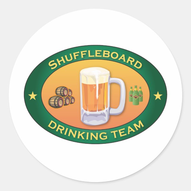Shuffleboard Drink Team Runder Aufkleber (Vorderseite)