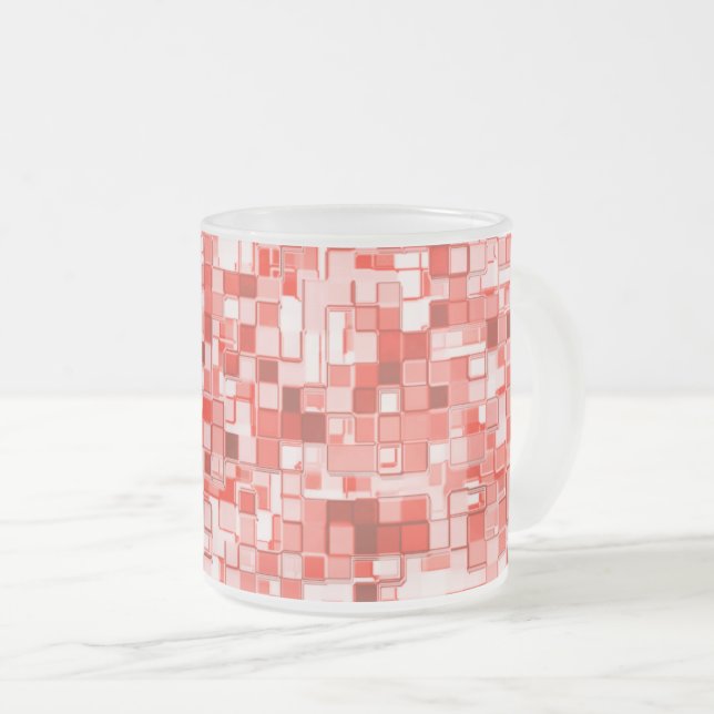 Shuffled small squares, tones of red or coral mattglastasse (VorderseiteRechts)