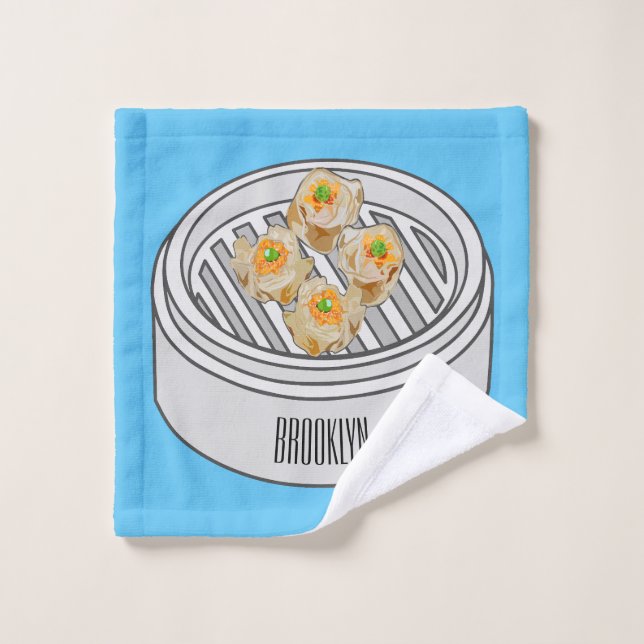 Shumai dim sum Cartoon Illustration Badhandtuch Set (Waschlappen)