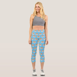Shumai dim sum Cartoon Illustration Capri Leggings